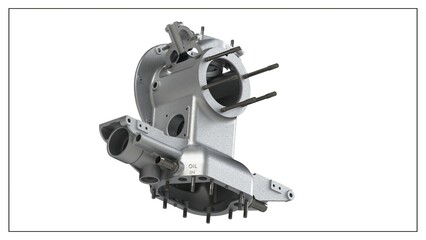 3D Rendered Rear Crankcase for Wright P-1 Cyclone Engine - High Precision Aerospace Component