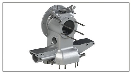 3D Rendered Rear Crankcase for Wright P-1 Cyclone Engine - High Precision Aerospace Component