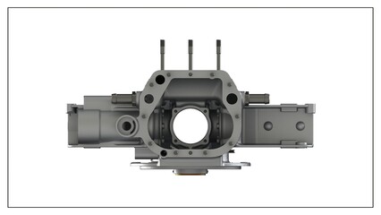 3D Rendered Rear Crankcase for Wright P-1 Cyclone Engine - High Precision Aerospace Component