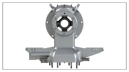 3D Rendered Rear Crankcase for Wright P-1 Cyclone Engine - High Precision Aerospace Component