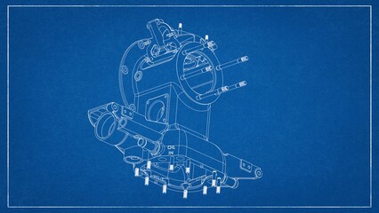 3D Rendered Rear Crankcase for Wright P-1 Cyclone Engine - High Precision Aerospace Component