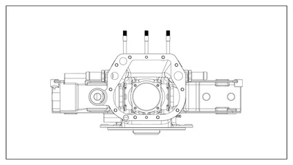 3D Rendered Rear Crankcase for Wright P-1 Cyclone Engine - High Precision Aerospace Component