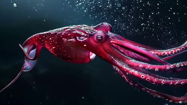 Mysterious vampire squid drifting in the dark depths, Video