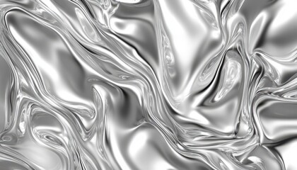 Abstract silver texture flowing in waves with shiny reflections and smooth curves