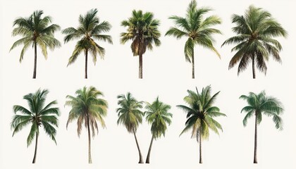 Obraz premium Various palm trees arranged artistically against a neutral background in daylight