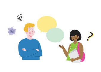 考える留学生のイラスト