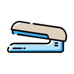 Stapler icon in blue and beige colors for office supplies and stationery tools
