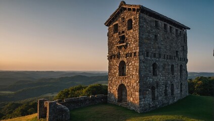 An enchanting archer tower offers stunning views of the valley