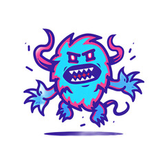 Vibrant Cartoon Monster with Crazy Expressions