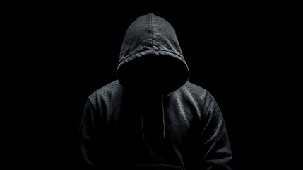 Person in a dark hoodie obscuring their face in shadows
