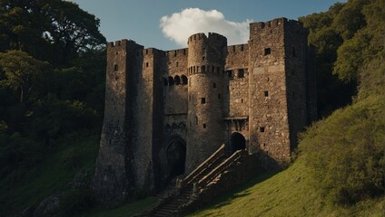 An enchanting archer tower surrounded by lush greenery creates a serene escape from chaos