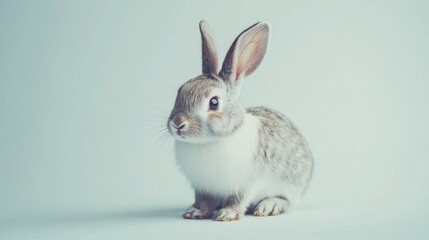 Obraz premium Studio portrait of a Mini Rex rabbit against a white backdrop