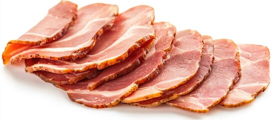 Slices Of Black Forest Ham On White