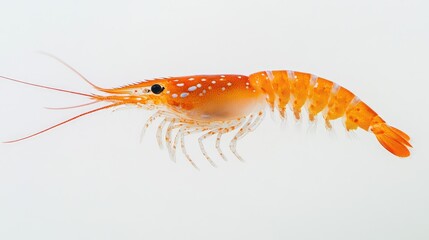 A shrimp is displayed against a clean white backdrop