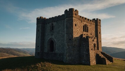 An impressive archer tower amidst the mountains commands attention