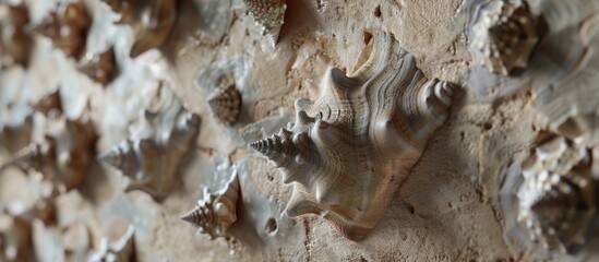 Fototapeta premium Sea Shells Stuck On The Wall