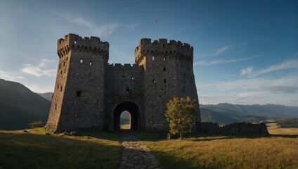 An impressive archer tower overlooking the countryside offers breathtaking panoramic views