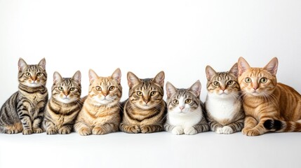 Fototapeta premium Purebred cats on a white background showcasing training education and discipline Pet portrait