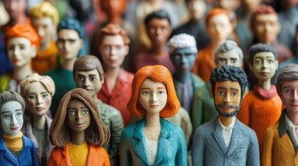 Obraz premium Diverse collection of plasticine figures representing people