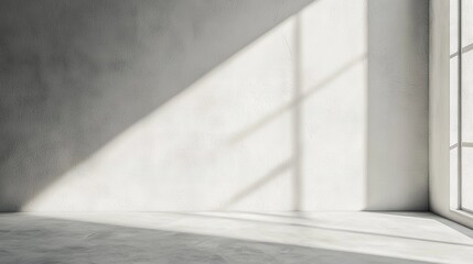   An empty room featuring a white wall and a window with sunlight streaming in from the right side