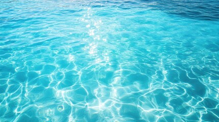 Crystal clear turquoise lagoon with azure water surface resembling a swimming pool showcasing the beauty of the blue rippling sea