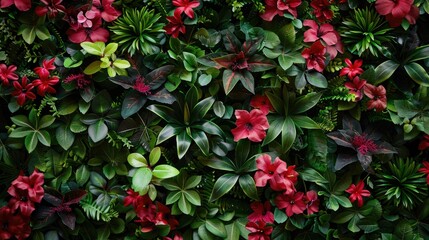 Gardening Decoration Red Plastic Flowersgreenery Green Plants Leafs