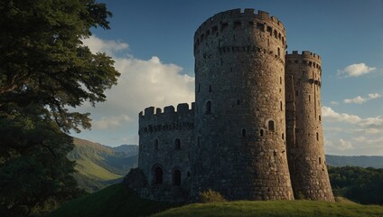 Children play games in the shadow of the iconic archer tower