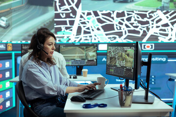 Call center employee gives updates on order location to clients, handling all dispatch complains in...