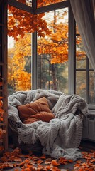 Cosy house in autumn forest