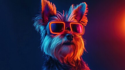 Cool Dog with Neon Glasses