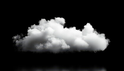 Fluffy white cloud floating against a black background in a tranquil setting