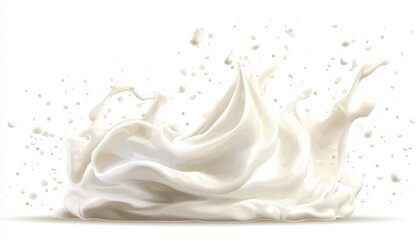 Milk splash captured mid-air with a smooth texture in bright lighting