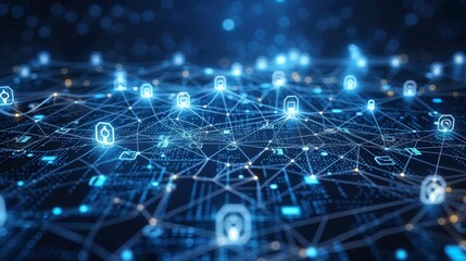 Digital world with a grid of data lines showing global telecommunication and IoT