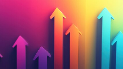 A vibrant graphic featuring upward arrows symbolizing growth and progress.