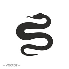 spineless or reptile, snake icon, flat vector illustration