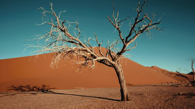 View of Dune 45 near Sesriem Sossuvlei national park in Namibia,  with a view on the surroundings composed of giant dunes. 