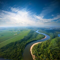 river; aerial view, AI generated