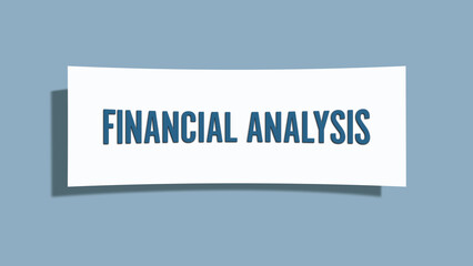 Financial Analysis. A card isolated on blue background.
