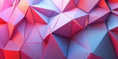 Obraz premium Abstract geometric pattern of pink and blue triangles with a 3D effect.