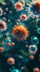 diverse colorful microorganisms, bacteria and viruses. Unique texture and shape. Bright colors.
