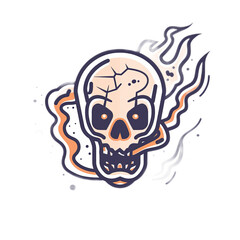 Cartoon Style Skull with Flames Illustration