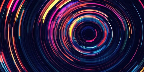 Obraz premium Abstract colorful circular pattern on a black background.