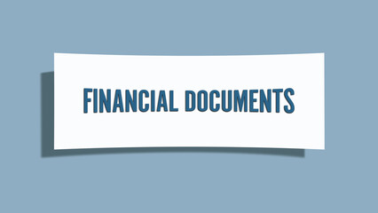Financial Documents. A card isolated on blue background.