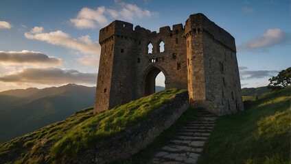 The archer tower features lush greenery around it