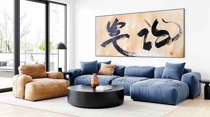 Living room furniture modern decor interior design with contemporary style and cozy seating area