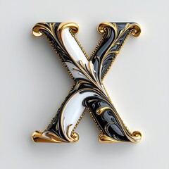 Obraz premium Elegant 3D Letter Design in Gold and Black Colors