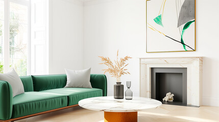 Fototapeta premium Living room with modern interior stylish home decor and elegant furniture design