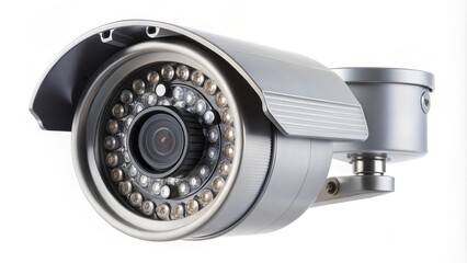 Security camera with night vision leds is recording video against white background