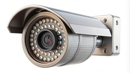 Security camera with night vision leds is recording video against white background