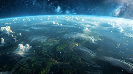 3D Earth with realistic cloud atmosphere and night lights in Asia